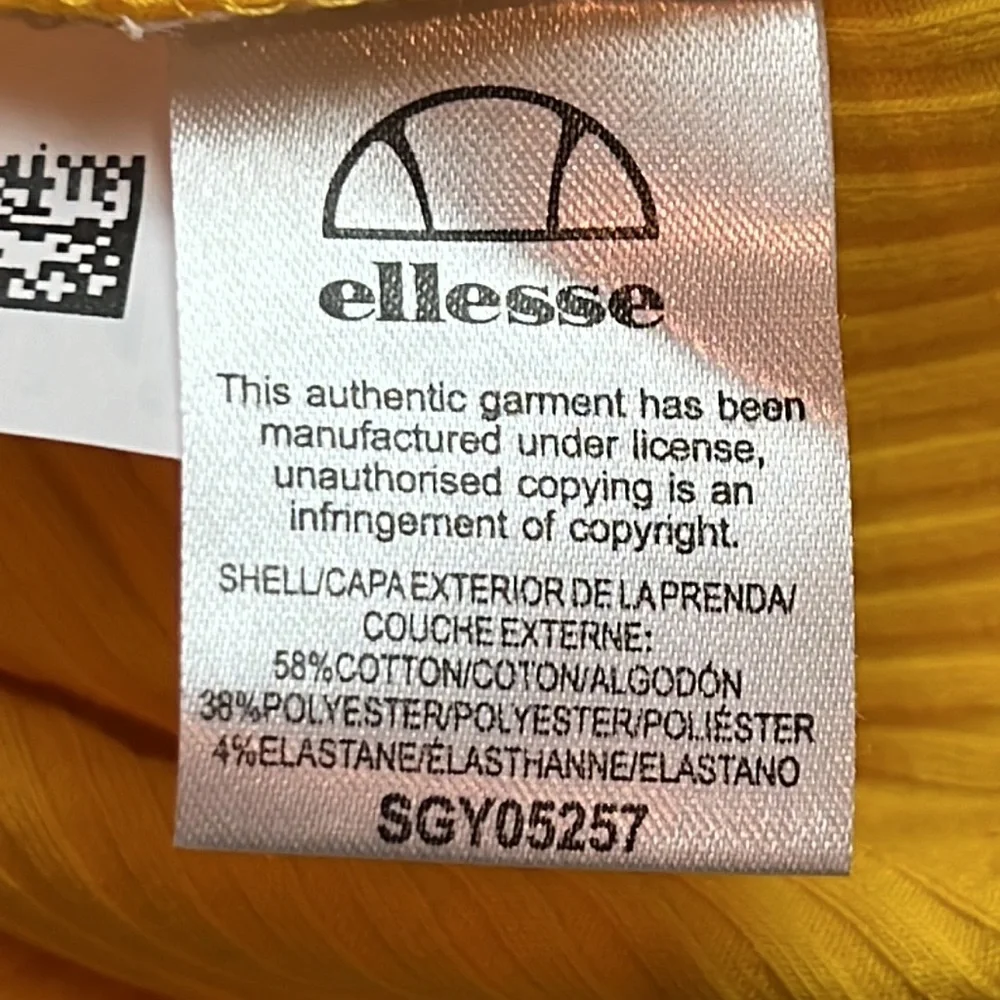 Ellesse Yellow W/ White Stripe Womens US L EU 40 UK 12 Body High Neck Bodysuit - Picture 12 of 16